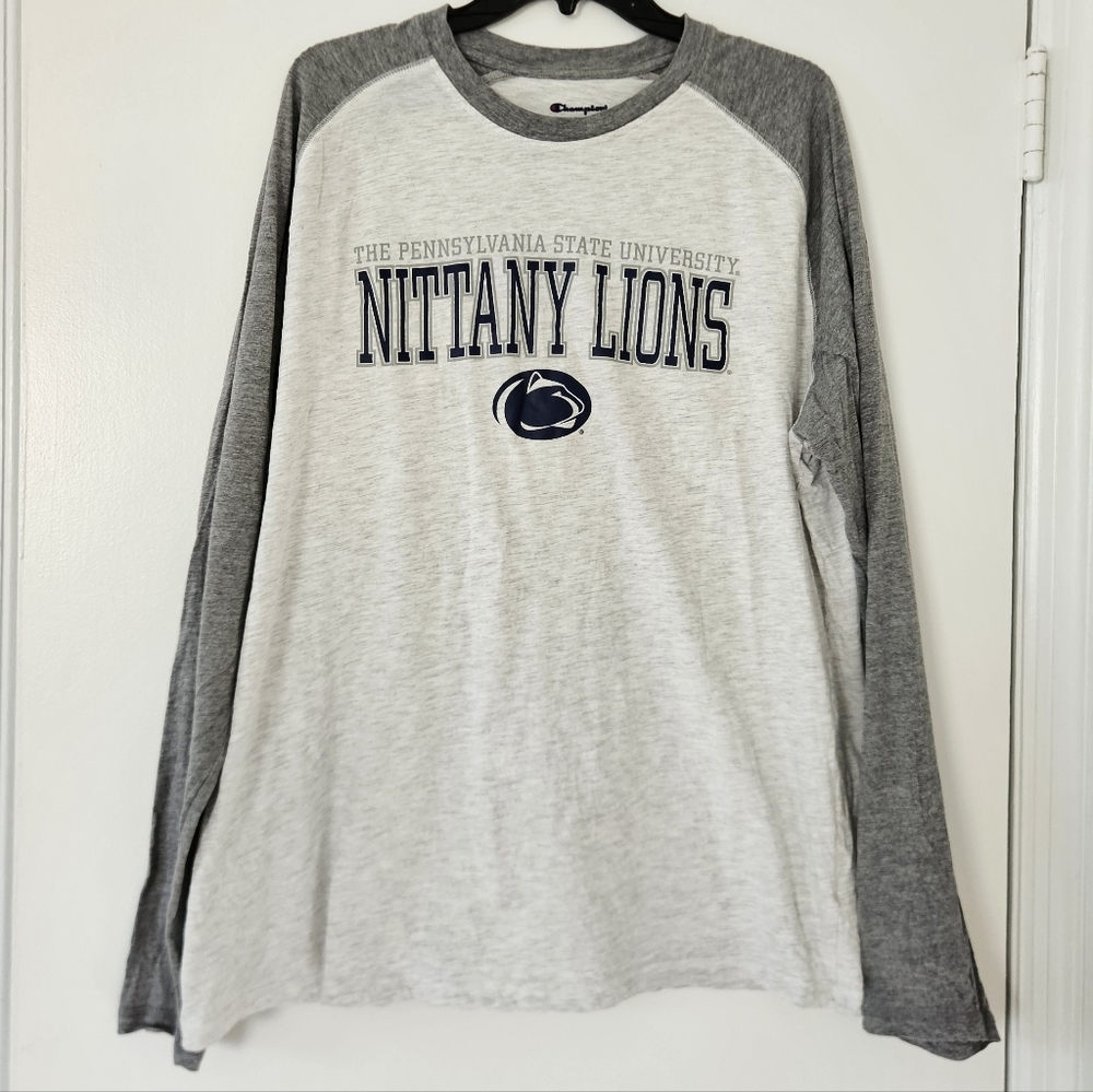 Champion Mens Penn State Nittany Lions LS T-Shirt XL Raglan Long Sleeve Preppy